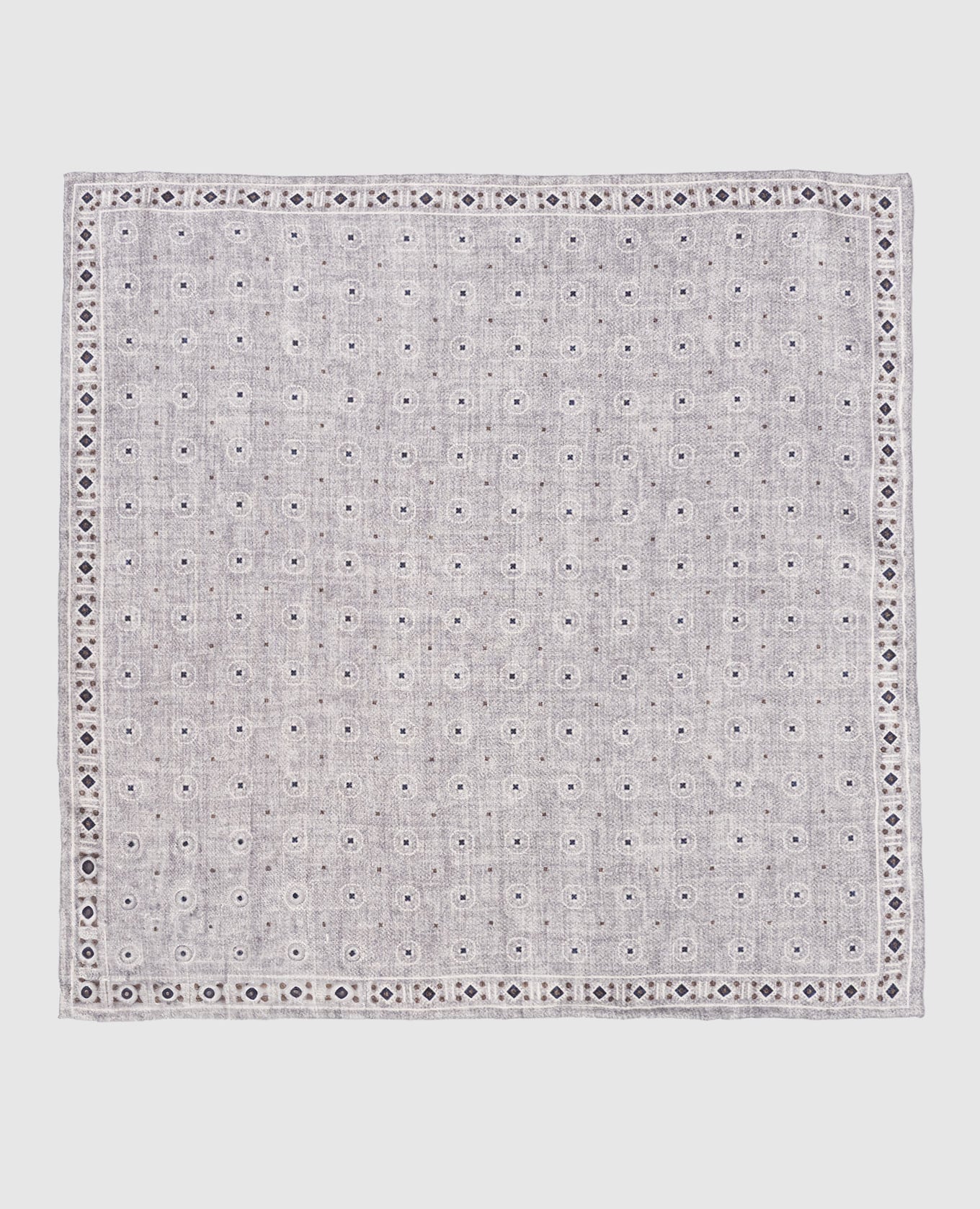 Серый двухсторонний платок-паше из шелка в узор