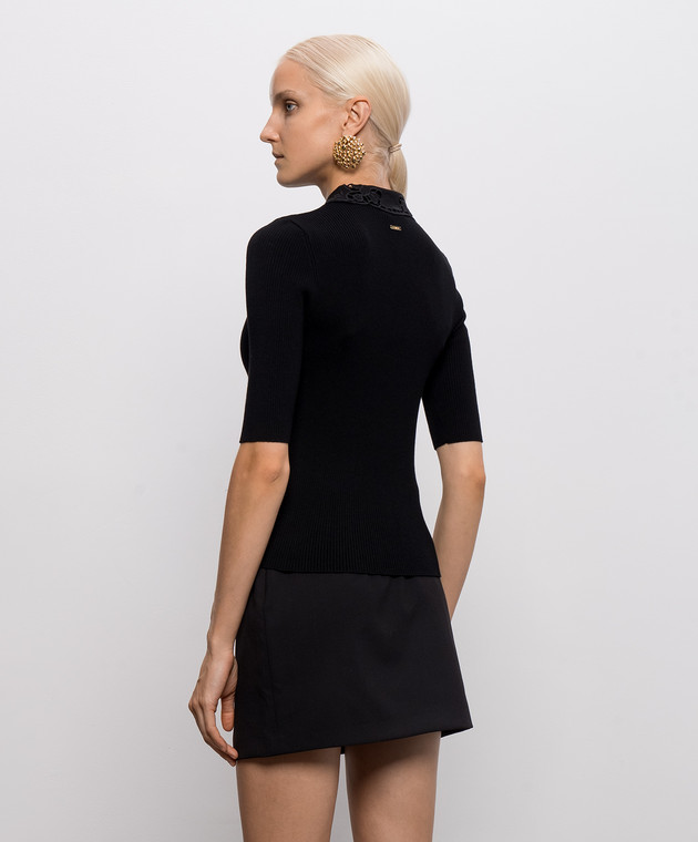 Twinset Черное поло в рубчик 262TP3380 изображение 4