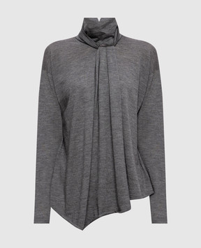 Brunello Cucinelli Сірий гольф з кашеміру та шовку з ланцюжком моніль M13847504P