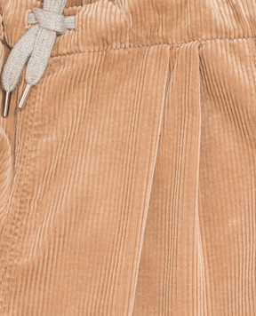 Brunello Cucinelli Детские коричневые вельветовые брюки с отворотами B280NP113B