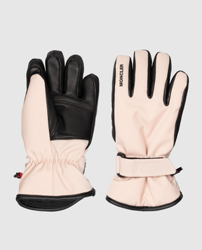 Moncler Grenoble ENFANT Дитячі бежеві комбіновані гірськолижні рукавички L29573A00001M3895