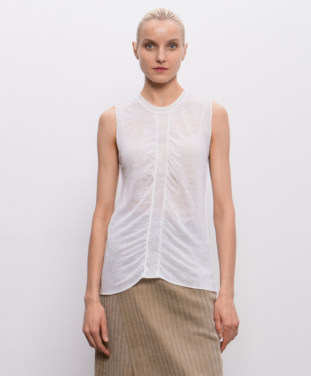 UMA WANG Білий топ Sleevless з льону UK7130 зображення 3