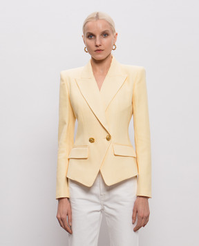 Balmain Желтый двубортный жакет GF1SI650VI58