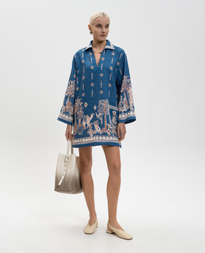 Alemais Синее платье мини Acacia из льна 6202D