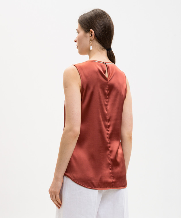 Peserico Терракотовый топ из шелка A08893D02372 изображение 3