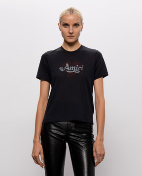 AMIRI Чорна футболка з принтом логотипа AW426JR011