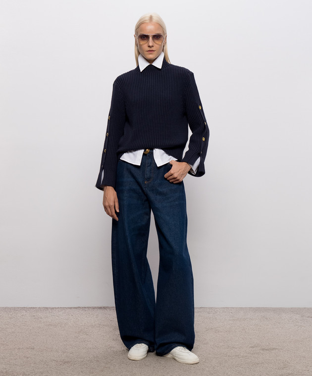 Twinset Синий свитер с разрезами 262TP3170 изображение 2