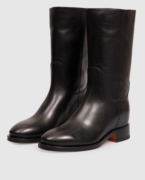 Santoni Чорні шкіряні чоботи WSHM57520BJ2BLGA