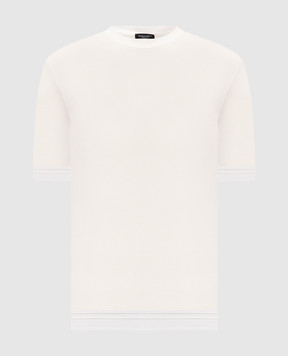 Stefano Ricci Белая футболка из шелка с вышивкой логотипа K616215G10F26101