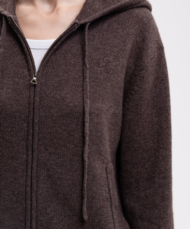 Sporty & Rich Коричневая спортивная куртка из кашемира и шерсти CA00283327BR03 изображение 5