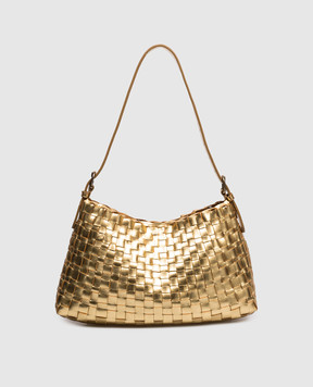 Dragon Золотистая кожаная плетеная сумка Hobo Salvage DGS68170