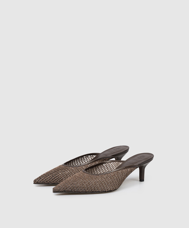 Brunello Cucinelli Коричневые мюли с цепочкой мониль MZGAC3214 изображение 2