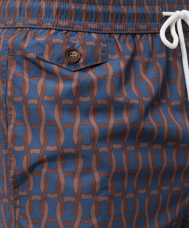 Enrico Mandelli Синие шорты для плавания в принт MARLIN6070 изображение 4