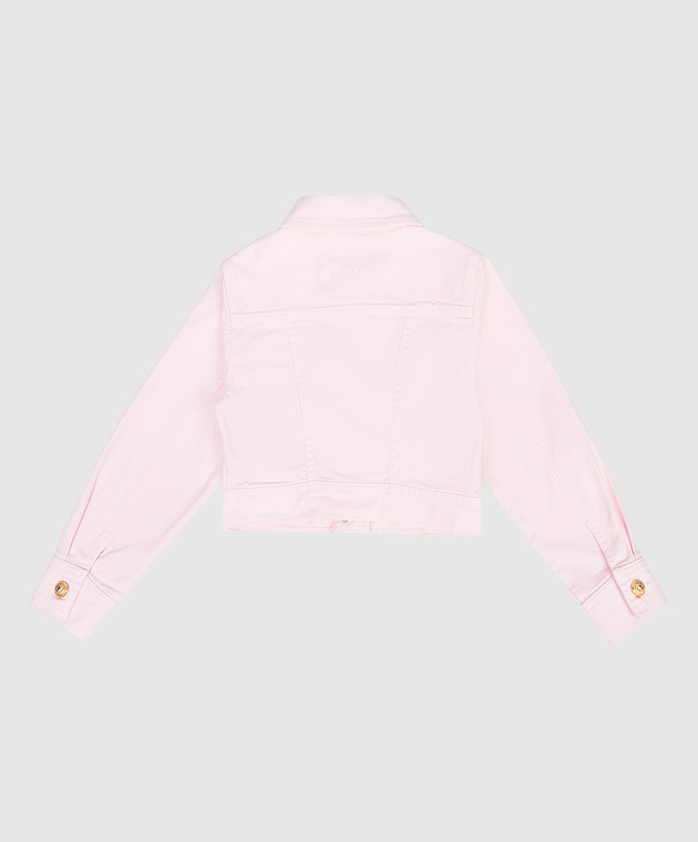 Balmain Детская розовая джинсовая куртка с вышивкой логотипа BY2A07Z3702810 изображение 2