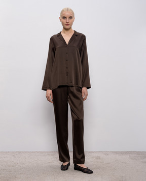 Dore & Rose Коричнева піжамна сорочка із шовку PREMIUMSILKPJTOP