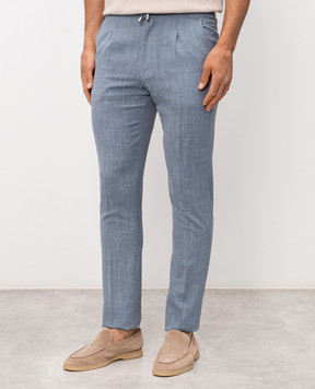 Enrico Mandelli Блакитні штани з вовни, шовку та льону GYM02B6020