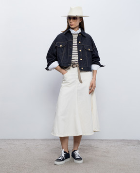 Brunello Cucinelli Джинсова спідниця кольору айворі з льоном ML996G4009