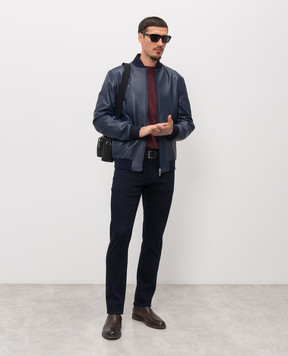 Stefano Ricci Синій шкіряний бомбер M7J6100262NPNUV5