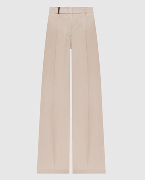 Peserico Бежеві штани з льону з брендовим патчем A0433502606