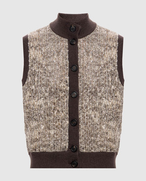 Brunello Cucinelli Бежевый жилет с пайетками и люрексом MRKR12206