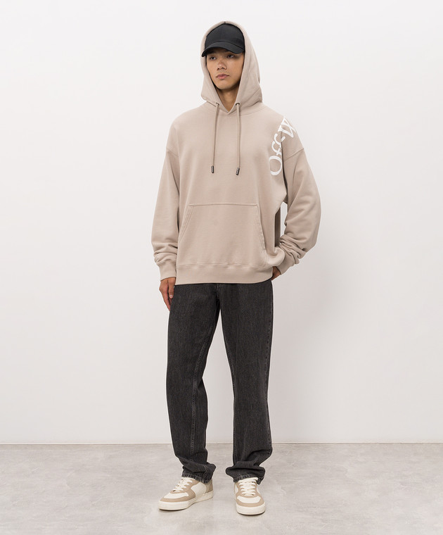 Off-White Бежевые худи с принтом логотипа 44MBB085F26F00O изображение 2