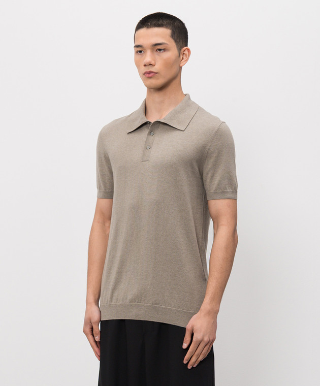Heliot Emil Поло Alae кольору хакі з шовком M07091 зображення 3