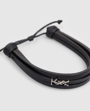 Saint Laurent Черный кожаный браслет CASSANDRE 820441AAEKE
