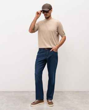 Stefano Ricci Бежевая футболка из шелка K616006G12F26102