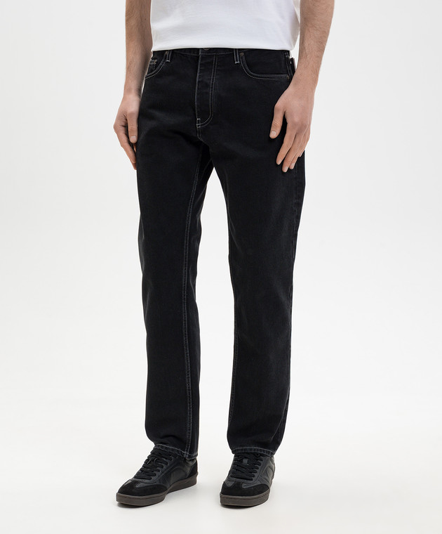 Off-White Черные джинсы с логотипом Half Arrow 44XYA175S26D001 изображение 3