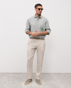 Stefano Ricci Зеленая рубашка из льна MC008163BX2922