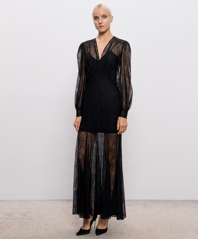 Twinset Чорна сукня максі з мережива 262TP274A зображення 3