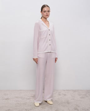 Allude Розовая пижамная рубашка из шерсти и кашемира в полоску 25517750
