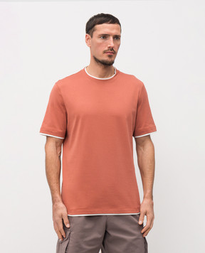 Brunello Cucinelli Оранжевая футболка из хлопка M0B137427