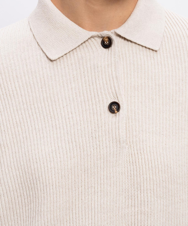 Brunello Cucinelli Бежевый свитер из хлопка с цепочкой мониль M19194705 изображение 5