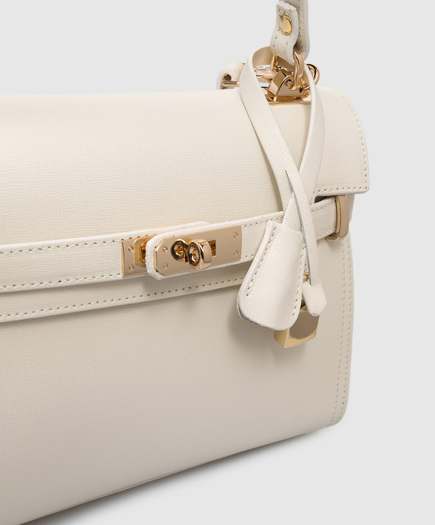 Gianni Notaro Кожаная сумка-сетчел цвета айвори SAFFIANO 099SAFFIANOORO изображение 4