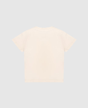 Palm Angels Дитяча футболка кольору айворі з принтом Spray Bear PBXB001S26JER001