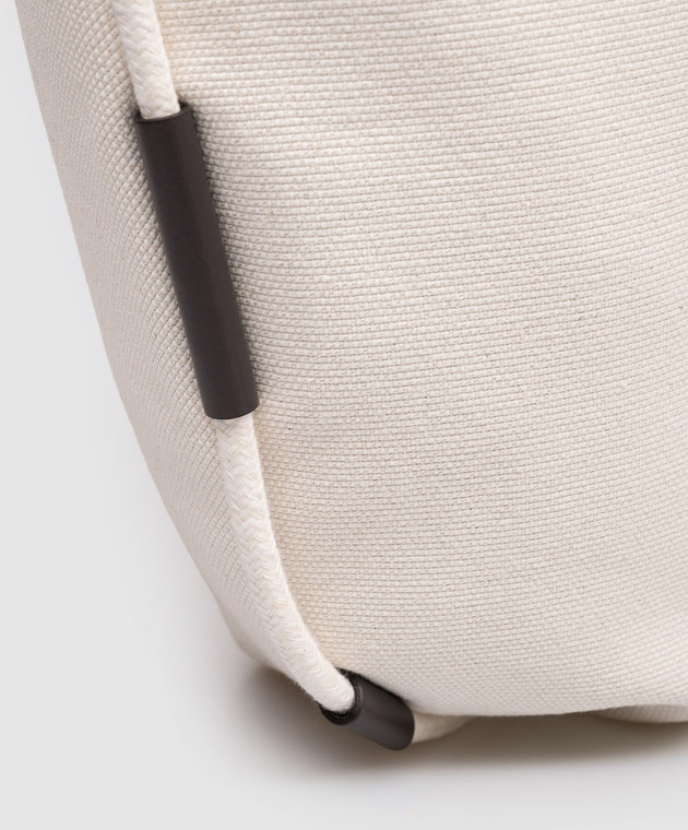 Peserico Сумка-хобо цвета айвори с акцентным окантованием S38383C0CC832 изображение 4