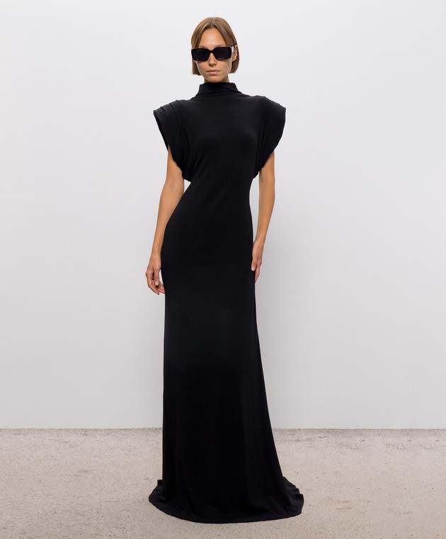 Thierry Mugler Черное платье с акцентными плечами 26F1RO18731038 изображение 2