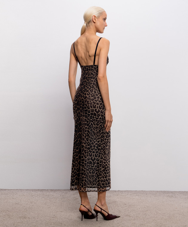 Saint Laurent Платье-комбинация в леопардовый принт A00109Y38ER изображение 4