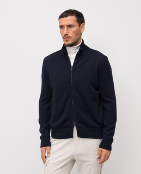 Moncler Синяя пуховая куртка с логотипом K20919B00013M1282