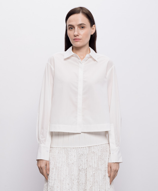 Simkhai Белая укороченная рубашка Kacey с кружевом 2262105PK изображение 3