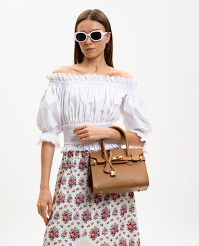 Gianni Notaro Коричневая кожаная сумка-сетчел Ruga 414RUGAORO