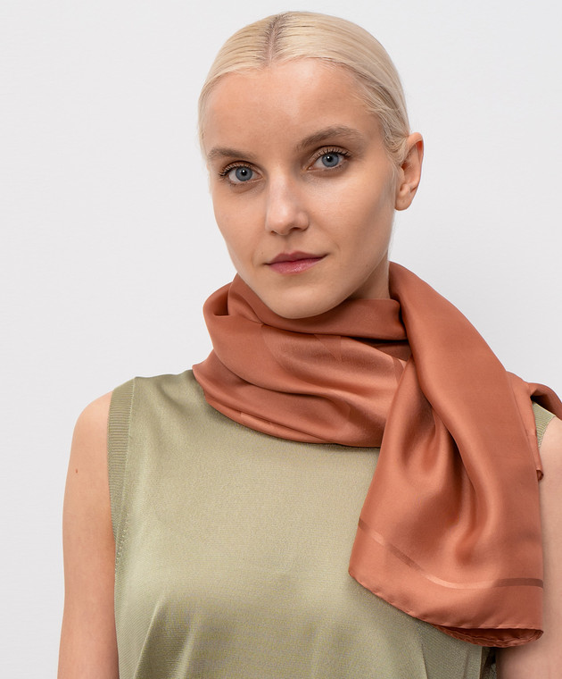 Saint Laurent Теракотова хустка із шовку з візерунком Cassandre 8599153Y039 зображення 2