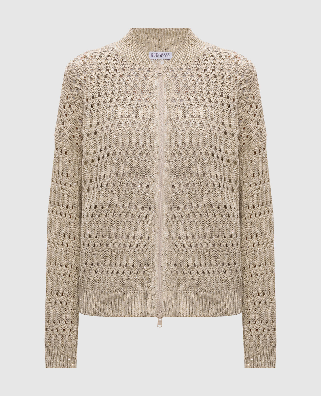 

Бежевый ажурный кардиган из льна, Кардиганы