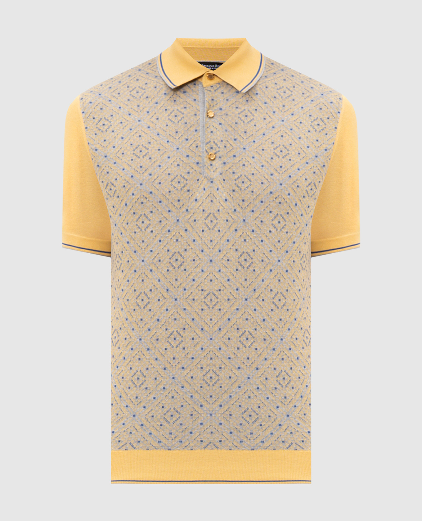 

Желтое поло с шелком в узор, Желтый, Поло