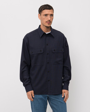 Dolce&Gabbana Синя сорочка з вовни в клітинку G5OG7TFQ2NJ