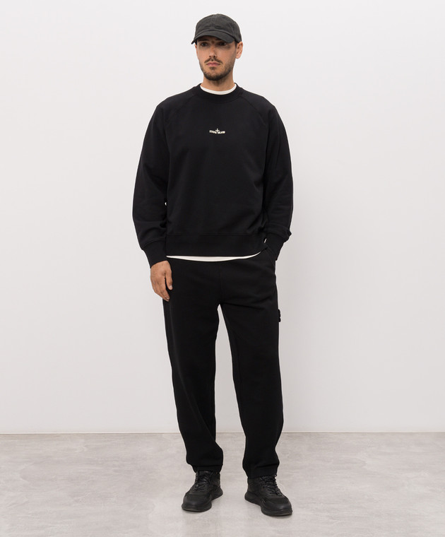 Stone Island Чорний світшот з принтом логотипа L2S156100008S0466 зображення 2
