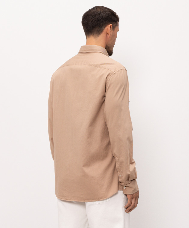 Brunello Cucinelli Бежевая рубашка из хлопка MA6710628P изображение 3