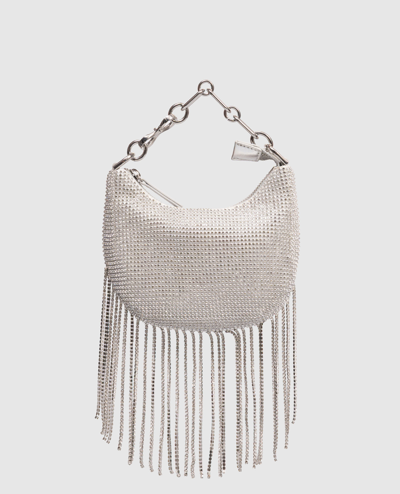 

Серебряная сумка Croissant в кристаллы, Серебристый, Сумки на плечо