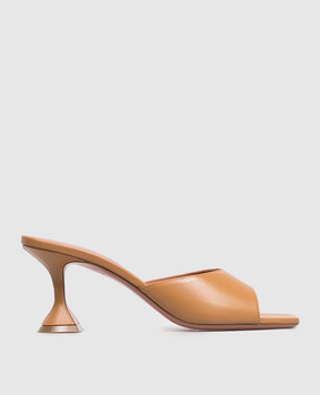 Amina Muaddi Коричневі шкіряні мюлі Lupita 16S365935LUP
